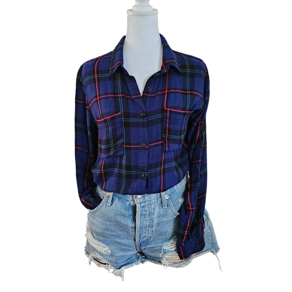 Stoosh Blue Button Down Flannel Size M - Picture 4 of 8